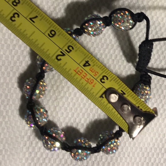 RARE FIND!!  Rhinestone Shamballa Bracelet with Black Cord - Picture 8 of 8
